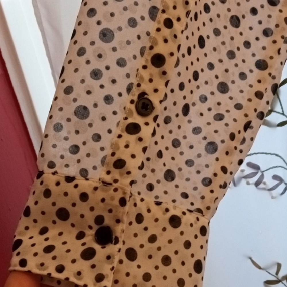 🇺🇸 Sale! 30% Off 3 Items Nicole Miller Sheer Polka Dot Blouse - Picture 6 of 6